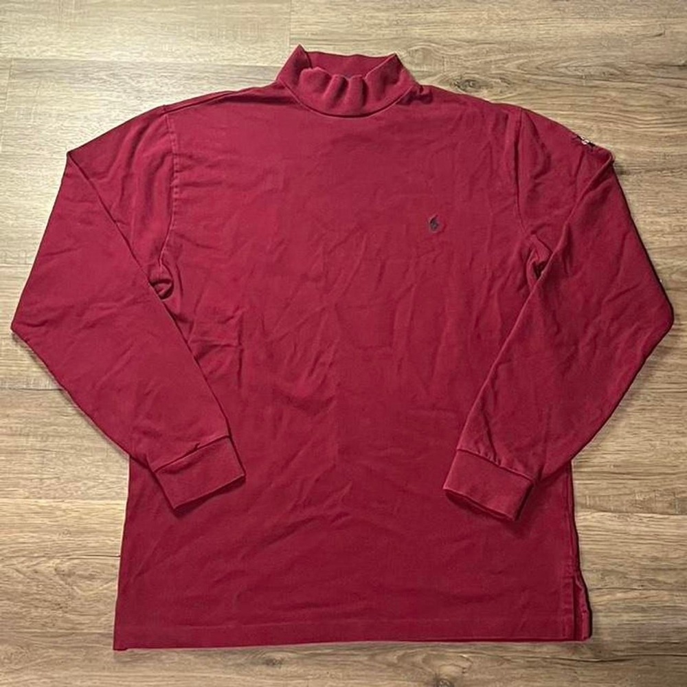 Polo Ralph Lauren Golf Red Vintage Mock Sportswear Long Sleeve Shirt size medium